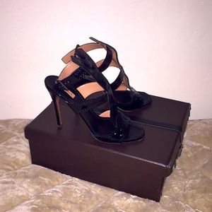 Alaia black patent leather sandals